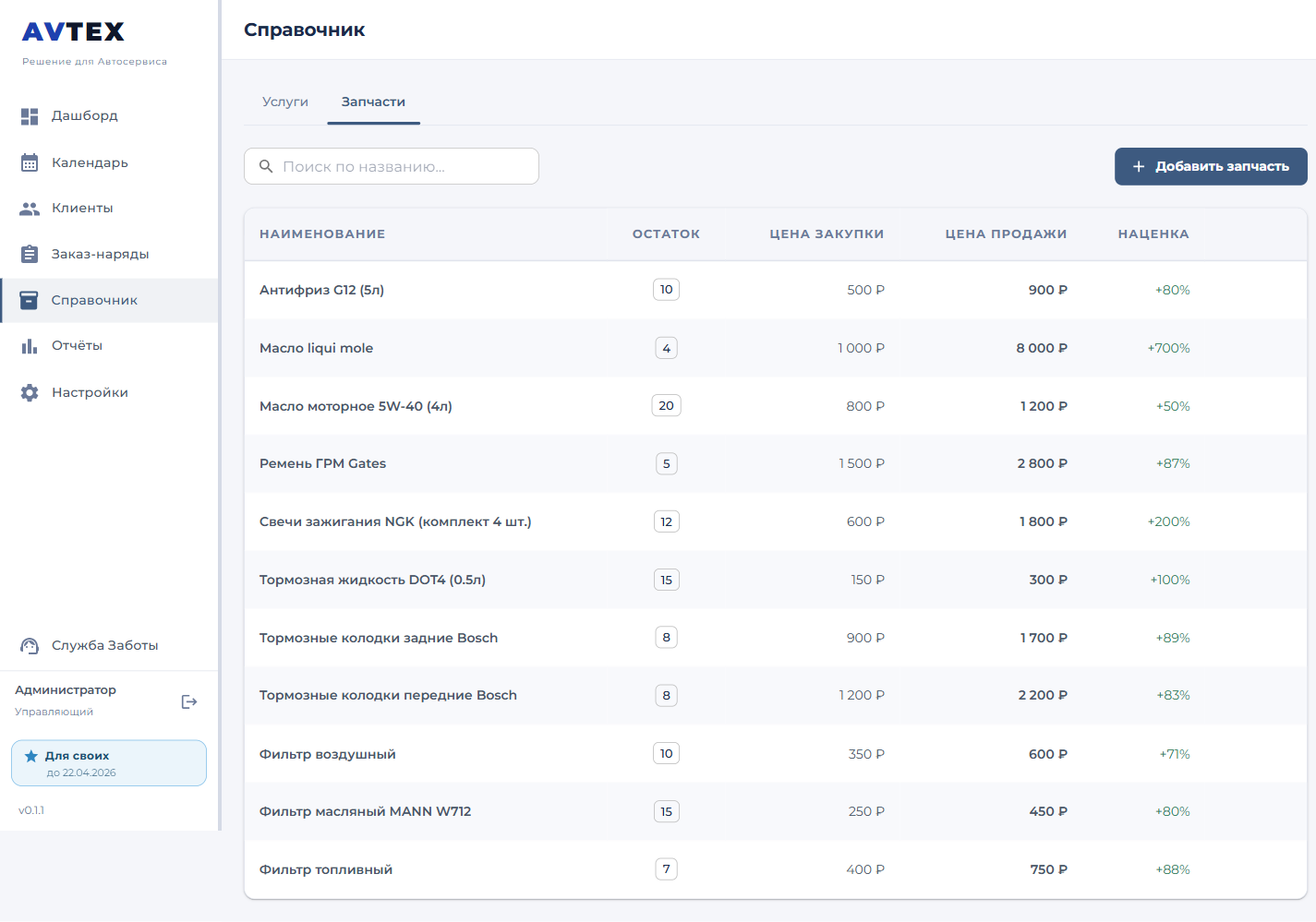 Склад запчастей